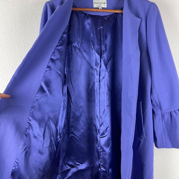 Patty Kim Kelly Jacket Womens Small Periwinkle Flutter Sleeve Open Front Classic - Picture 7 of 14